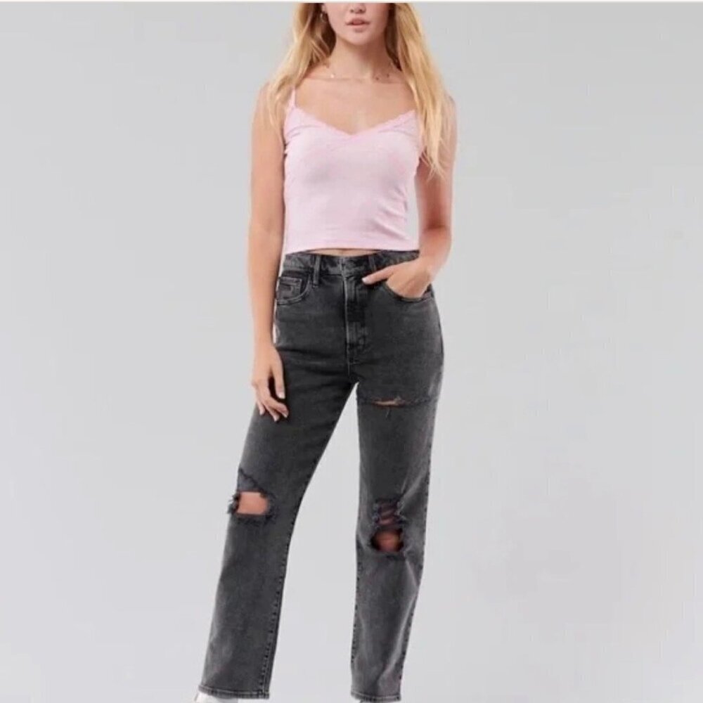 Hollister 17 (33) Ultra High Rise Vintage Straight Women’s Jeans Faded Black